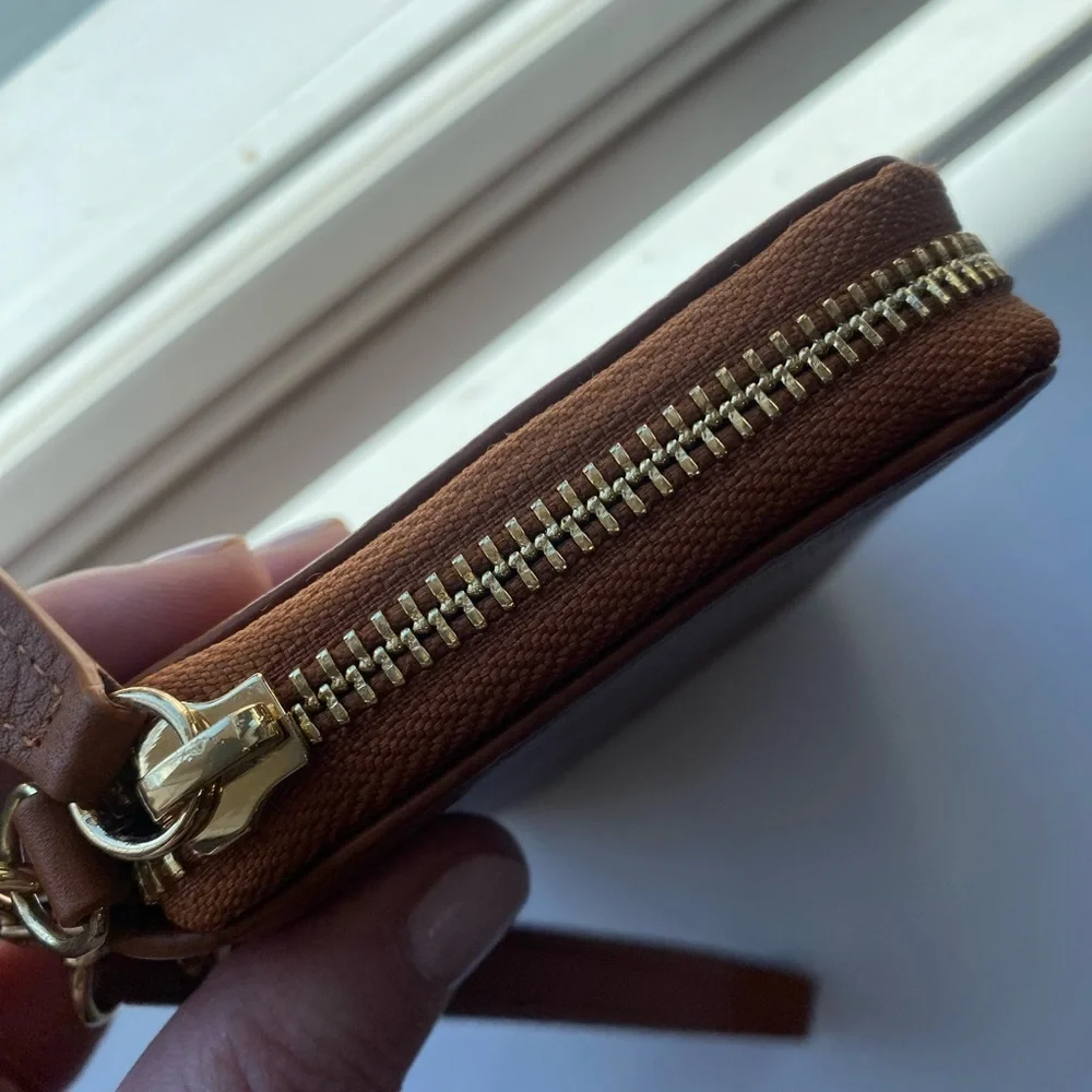 Mark & Graham brown leather monogrammed wallet